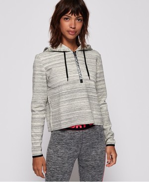 Superdry SD Sport Gym Tech Luxe Crop Női Kapucnis Pulóver Szürke | PIHYF2580